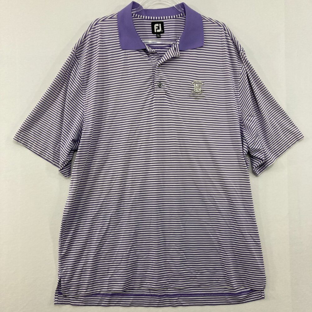 FootJoy size XL Purple White Striped Stretch Short Sleeve Polo Shirt Golf Active